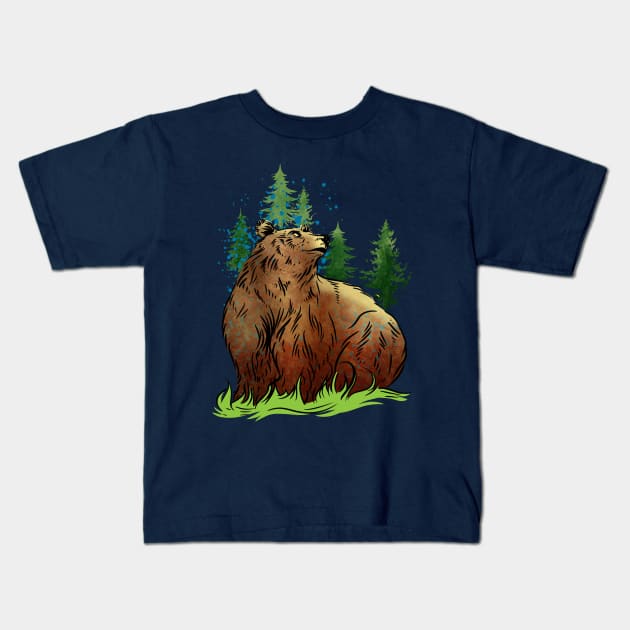 Forest Bear Kids T-Shirt by Manfish Inc.